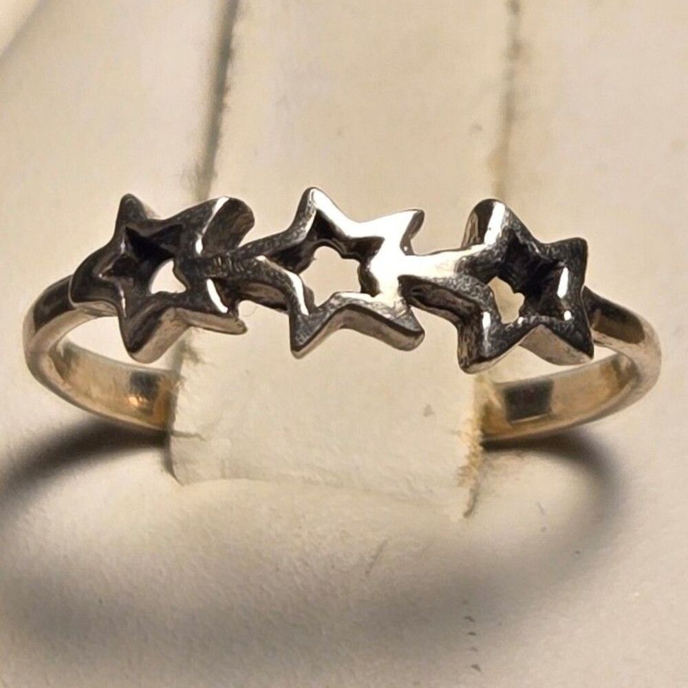 Stars Vintage Sterling Silver Ring Sz 5